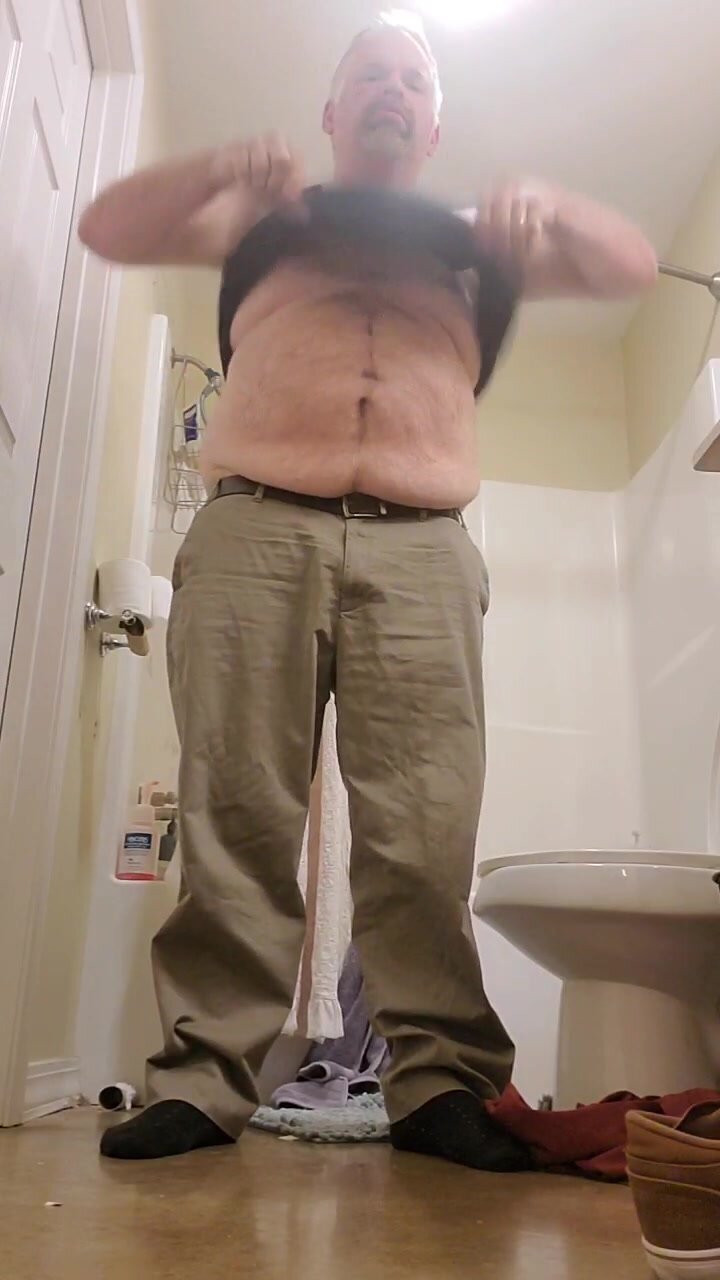 Daddy bear strips naked in bathroom - video 2