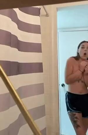 Drops her towel and flashes tits by accident ENF