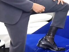 Office man blasting hot cum on shoe