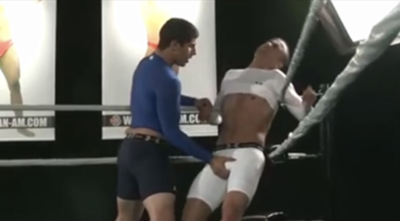 Ballbusting A Two Gay Men Wrestling In Spandex…