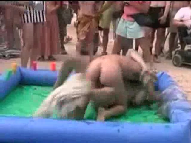 Wrestling naked in public
