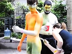 Hot Guy Being Body Painted Part 1
