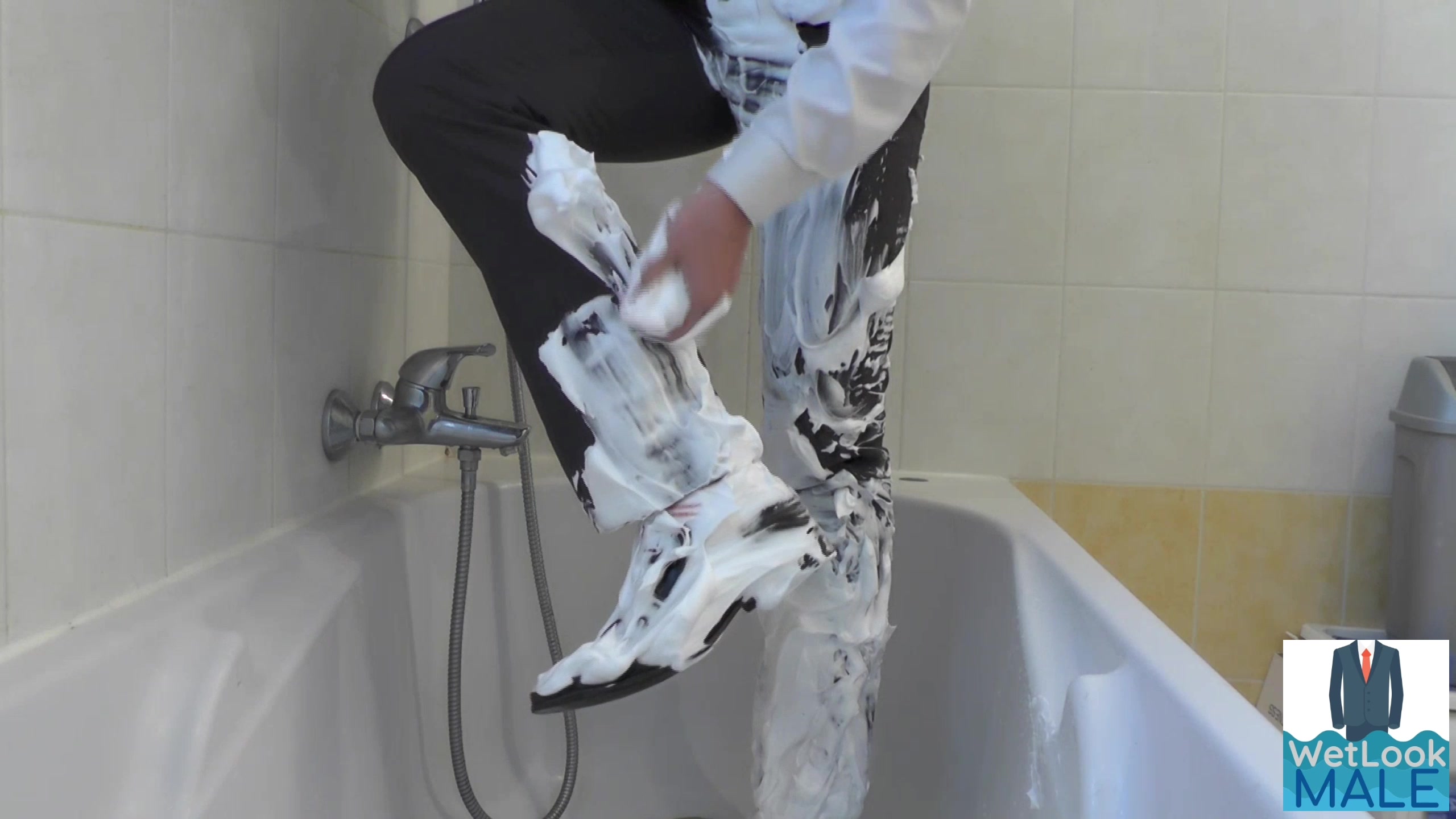 Shaving foam on suit