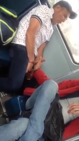 Big cock stroked on bus