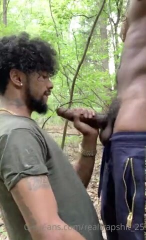 Cruising in woods, blowjob until he spunks in his mouth