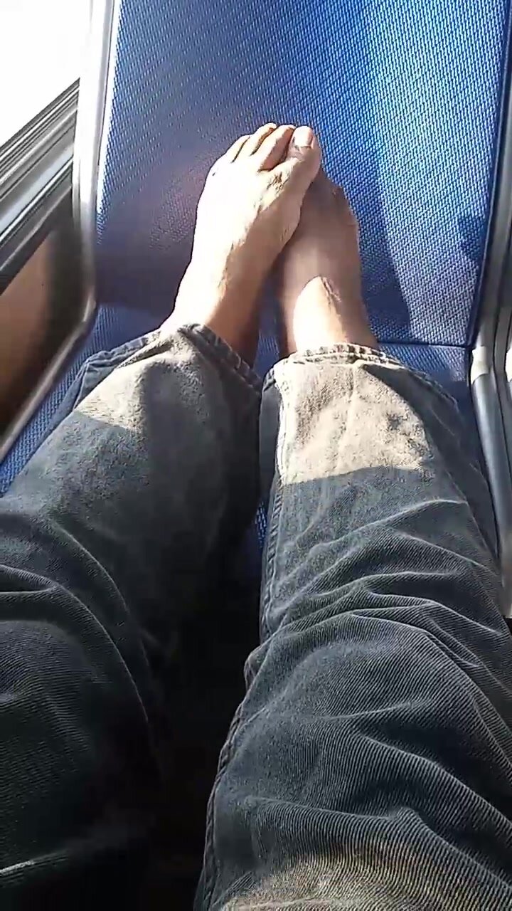 Enjoy my sexy sockless feet on the bus