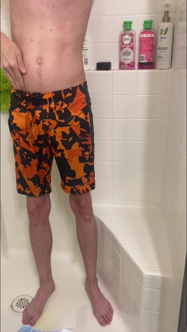 Soaking shorts in the shower