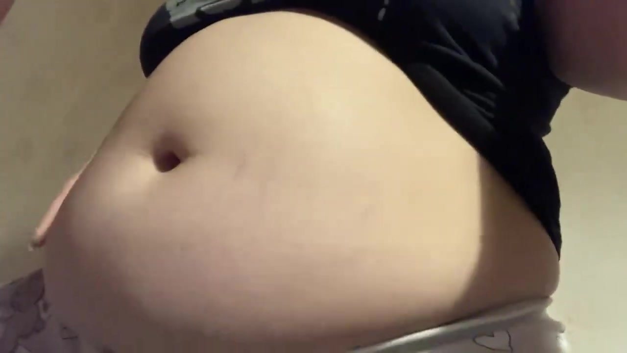 cute girl belly play with burping