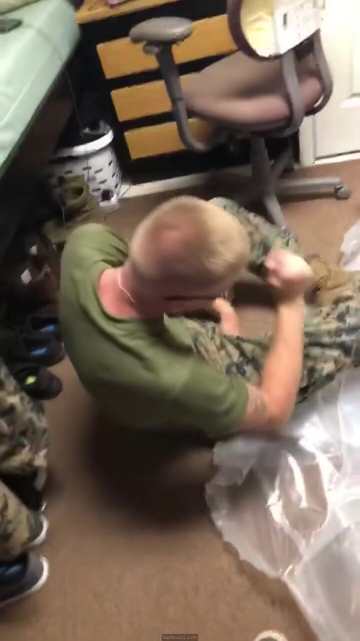 Military Guy Gets Smacked In the Back of his Ball Sack