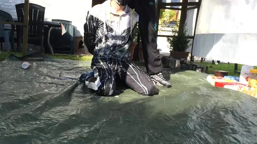 Scally lad tied, trashed and humiliated and food, gunge - ThisVid.com