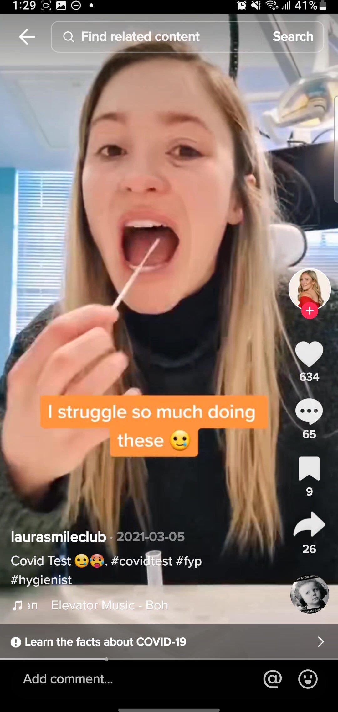 Famale doctor shows inside her mouth