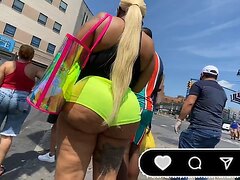 JUICY THICK TEASING EBONY LIME GREEN BOOTY CANDID