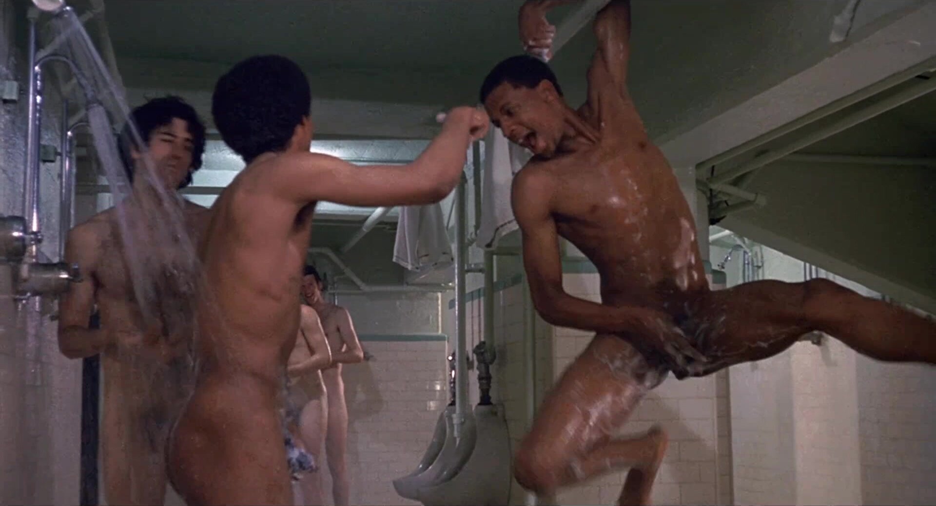 Black Nude Athletes Shower