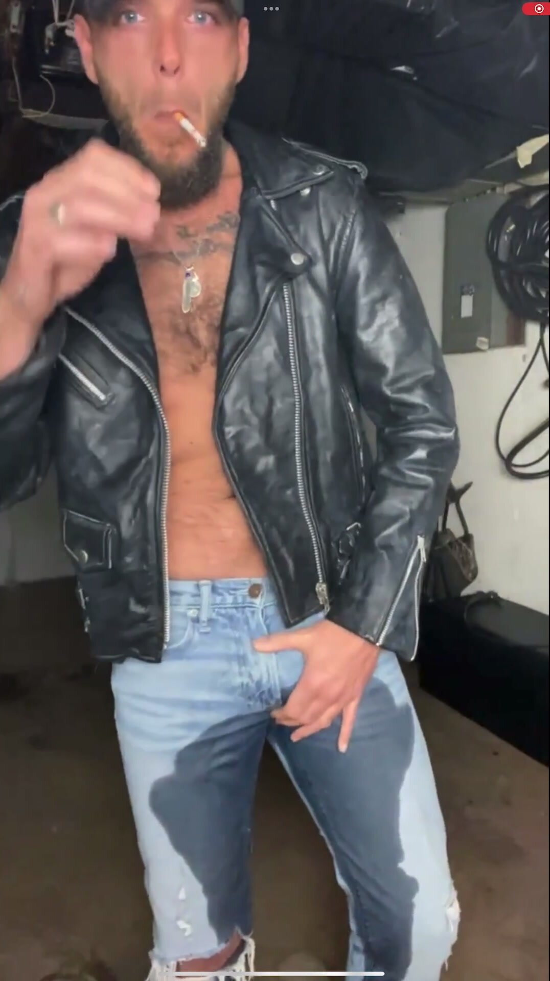 He Pisses His Jeans In The Garage