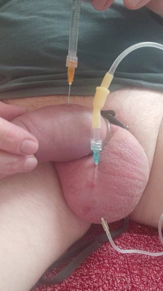 Saline + Needles in Cock