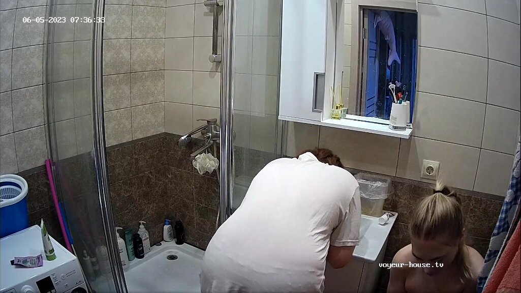 Girl pooping while friend brushes teeth