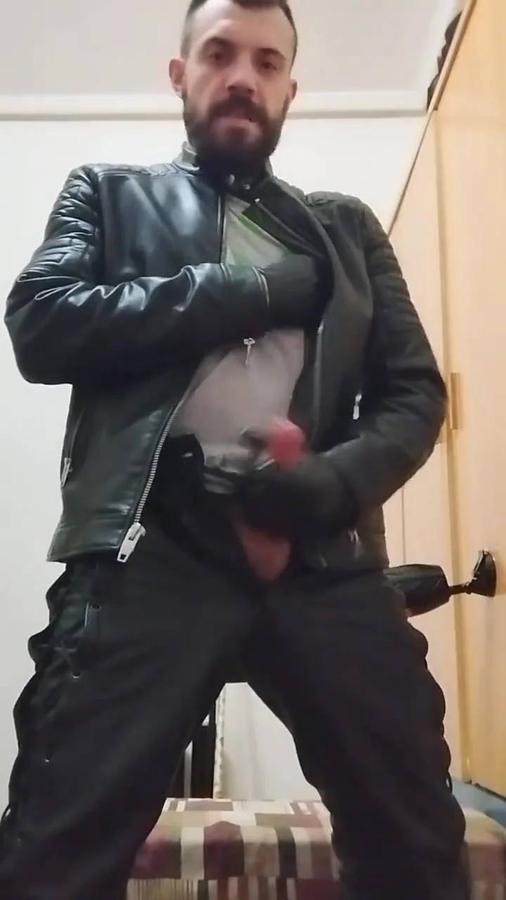 Leather jacket gay porn
