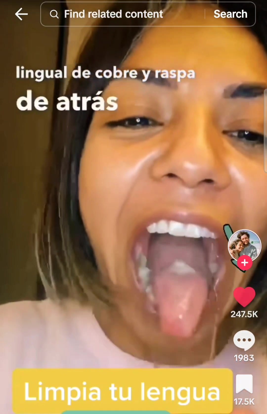 Mexican shows her uvula ans tongue