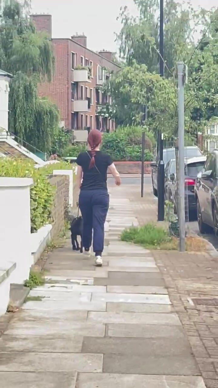 Redhead pawg walking the dog - video 2