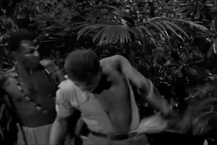 Shirt rip, Shirtless bondage: The Disembodied (1957)