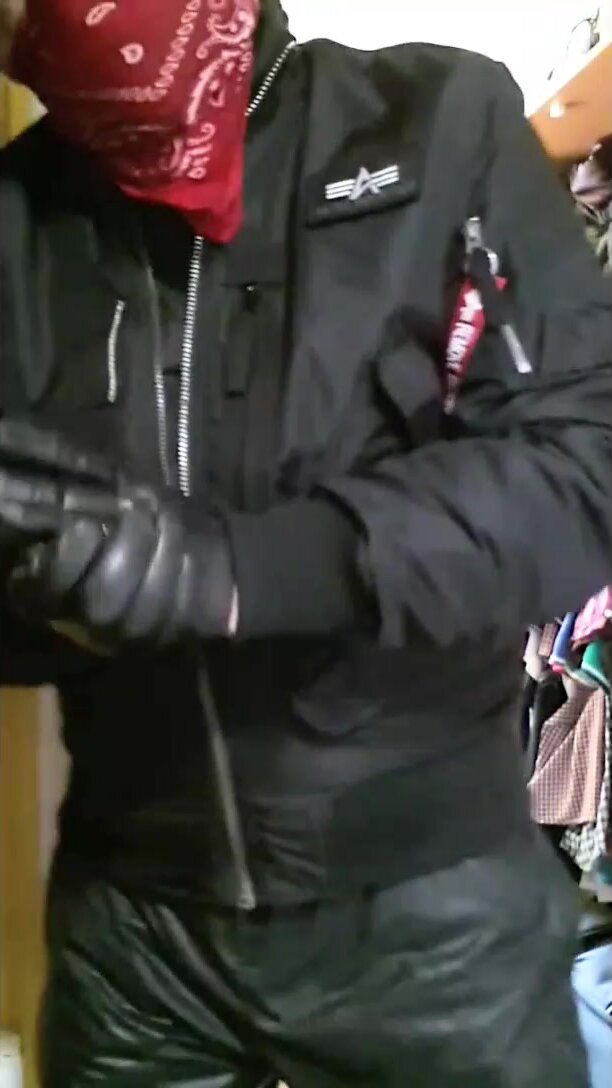 Bomber and leather gloves