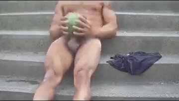Hot exhib dude fucking a melon all day