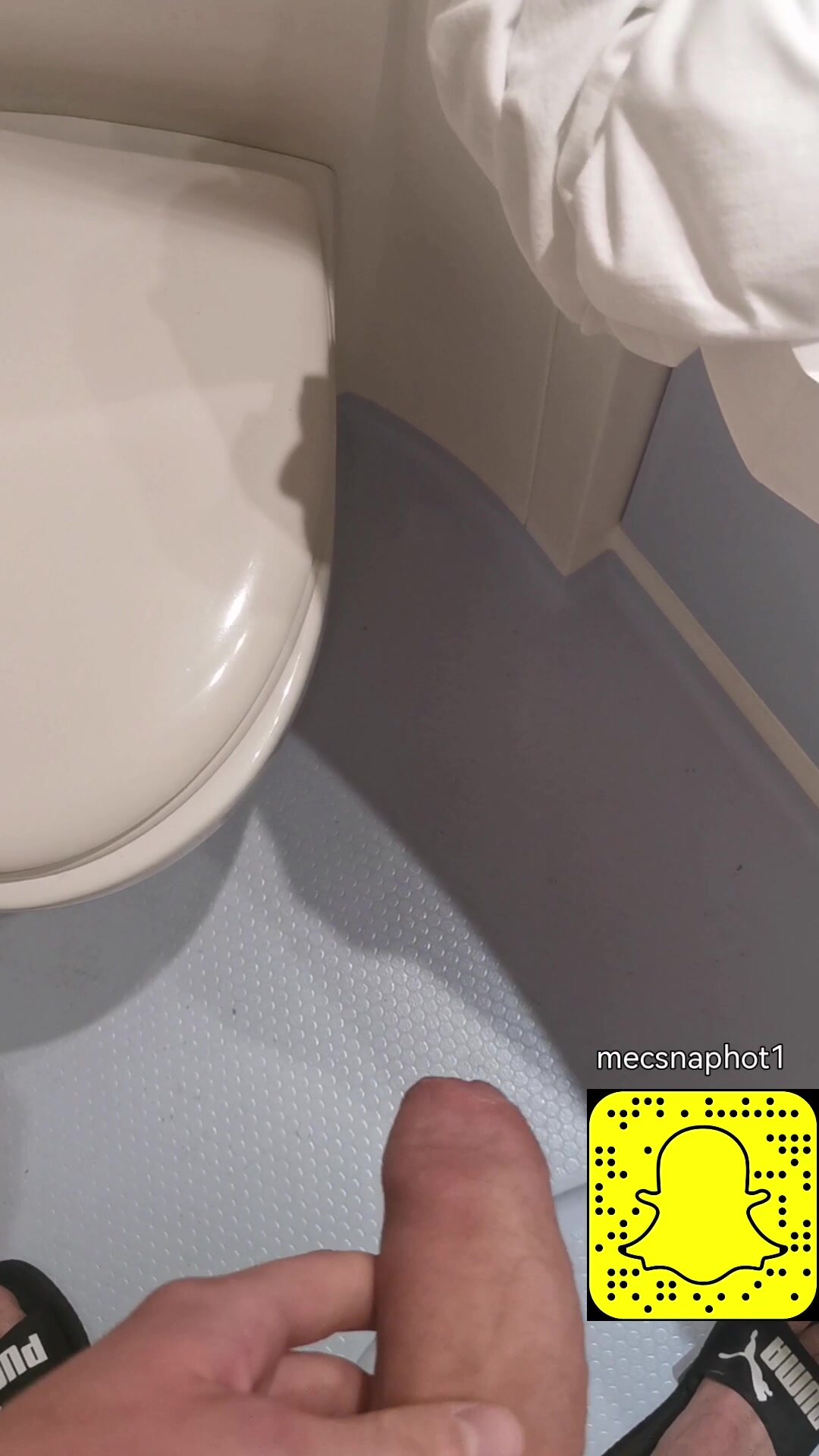 Completely naked, piss mess in public toilet