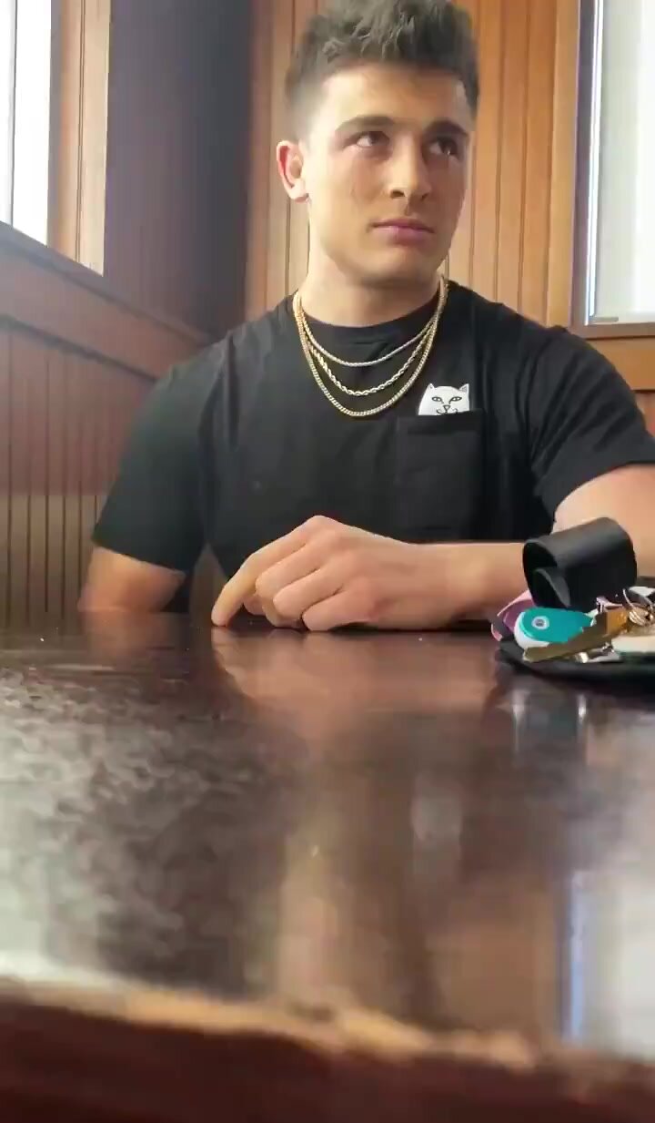 Straight Boy Flashing at Restaurant