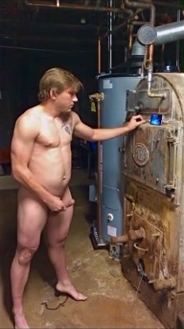 Handsome Beefy Blonde Dad Jerking Thick Cock