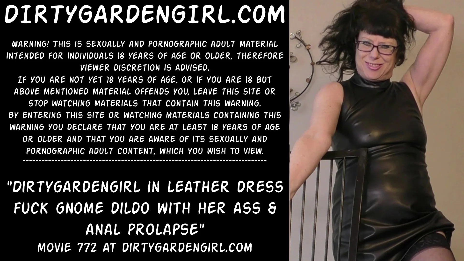 Dirtygardengirl in leather dress fuck gnome dildo anal pic