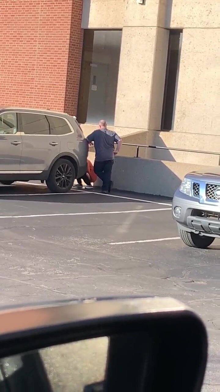 Guy Watches Over His Girl Peeing Behind A Suv