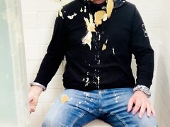 Hot guy takes a pie in the face