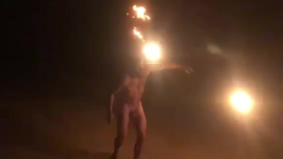 Naked Muscular Fire spinner