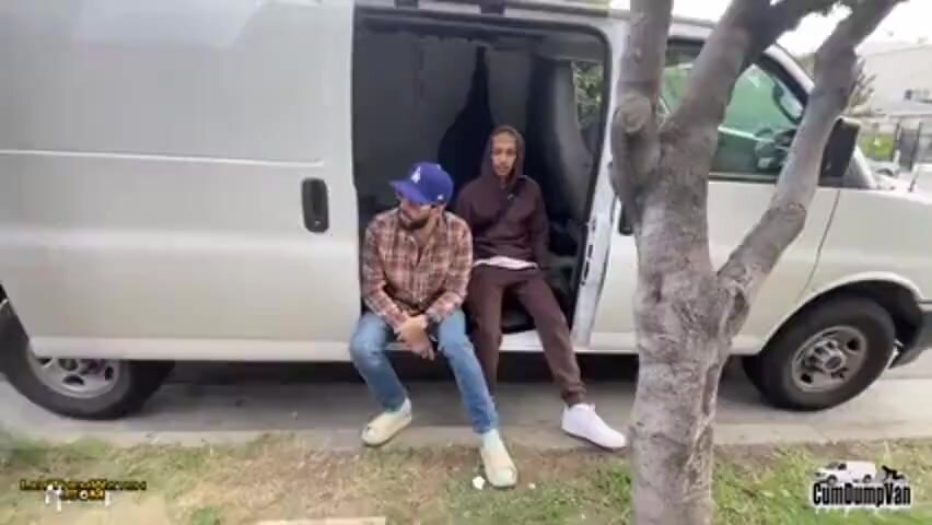 Two horny guys in white van pickup a bottom to fuck