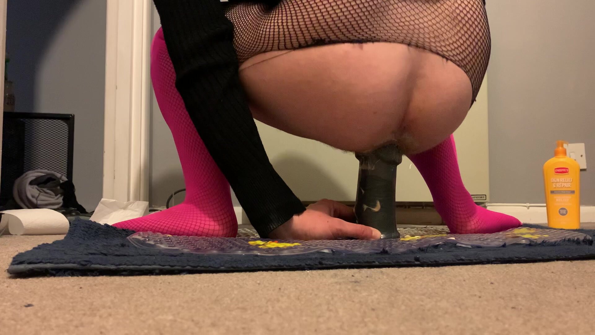 Sissy, femboy, wrecks his arse with huge toy
