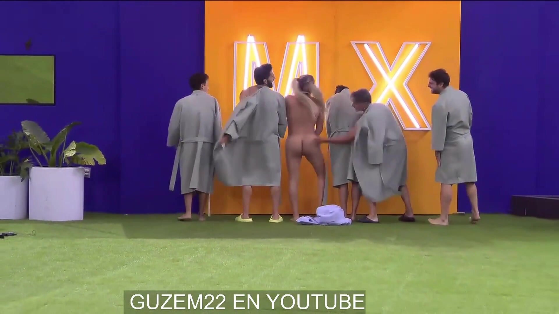 Participants of a reality show strip naked for a bet