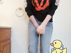 Teen pees his pants