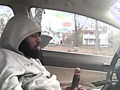 Handsome trade smokes and strokes in car (re-upload)