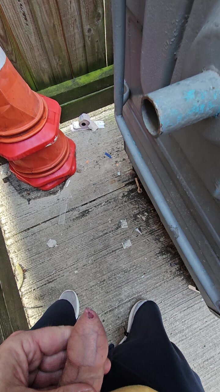 Putting the rubbish out, had to piss