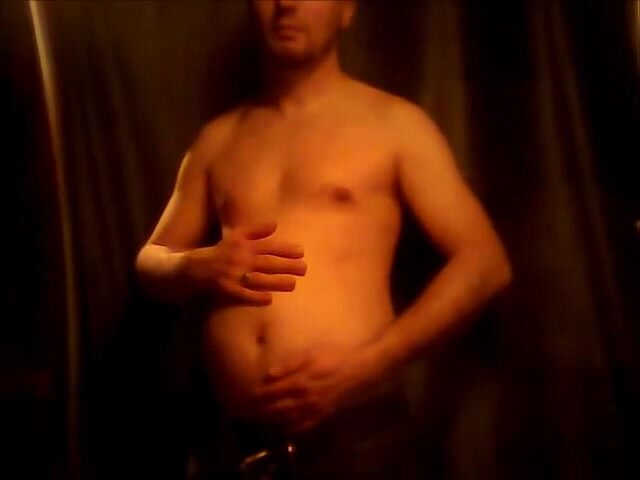 boy with pregnant belly