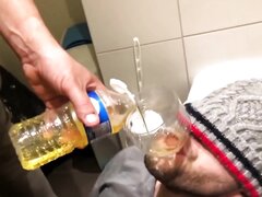 Considerate donor saves his night piss for the urinal