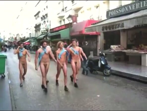 French students walking naked