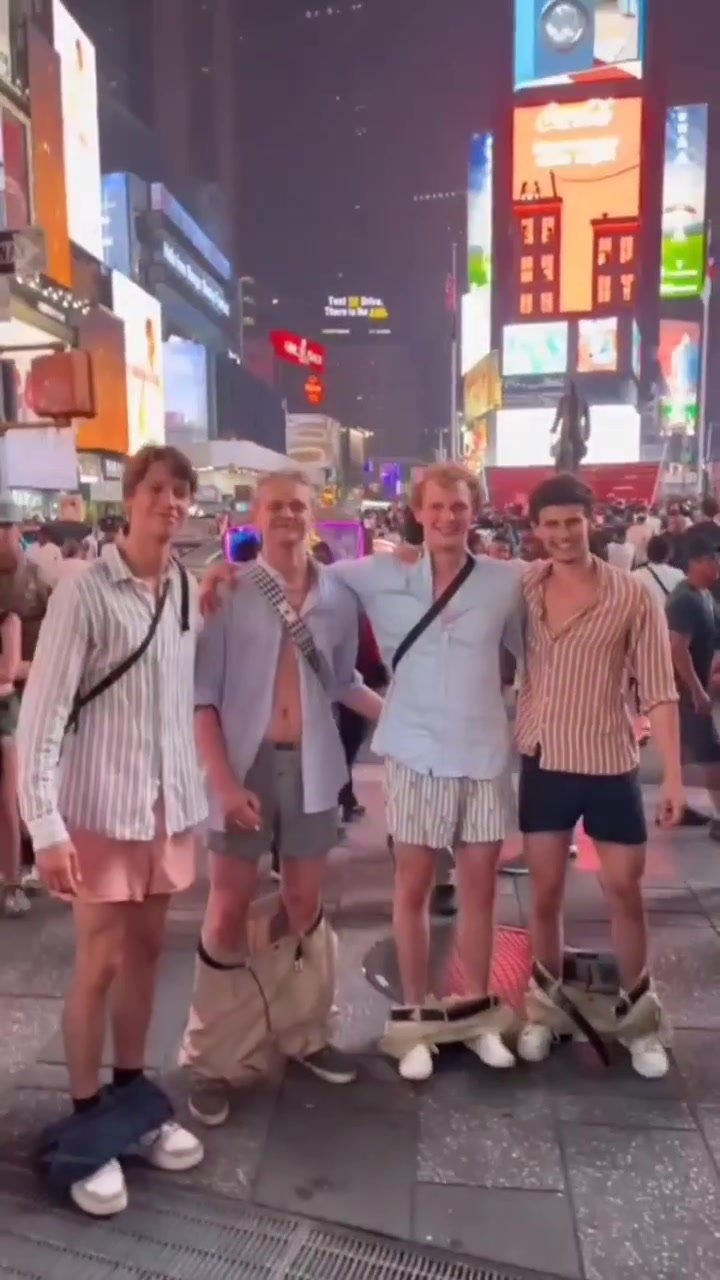 Guys Drop Pants in Time Square