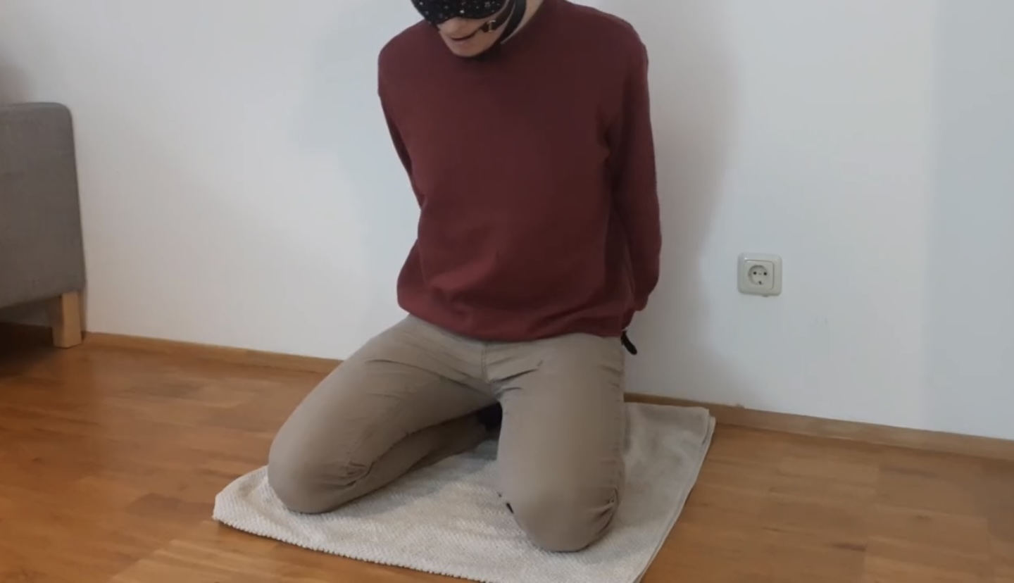 Teen pees himself while tied up
