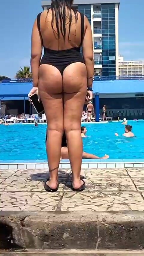 Fat Ass Girl Caught at the Pool