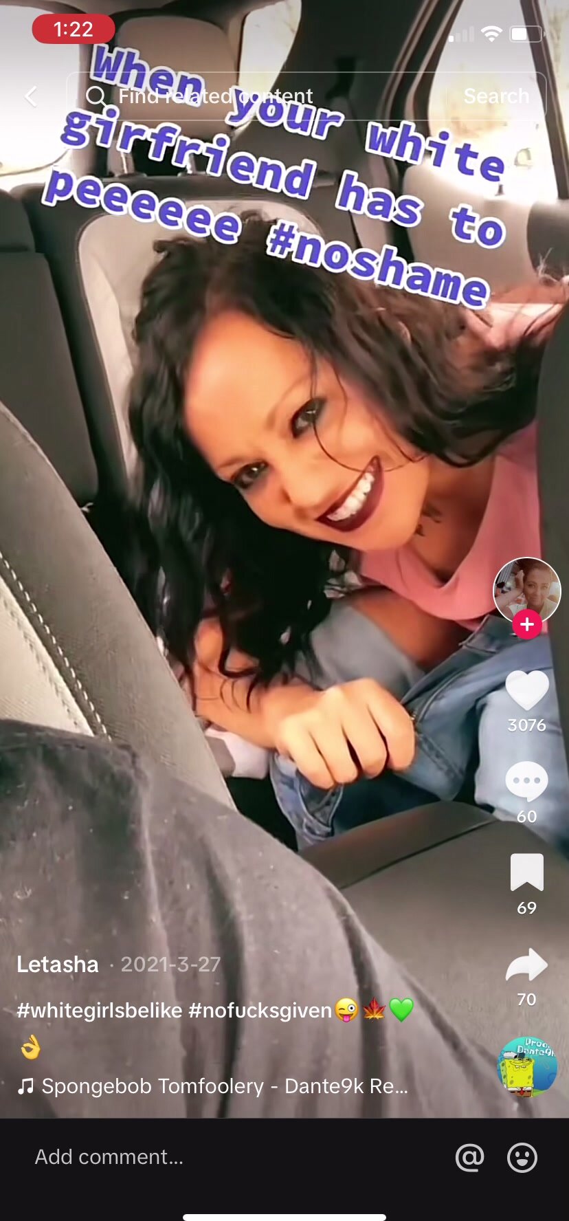 Wife peeing in car