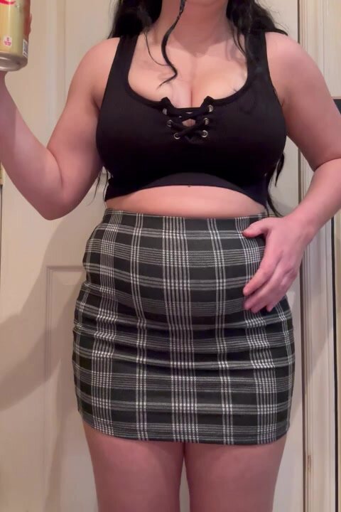 chubby girl in a skirt