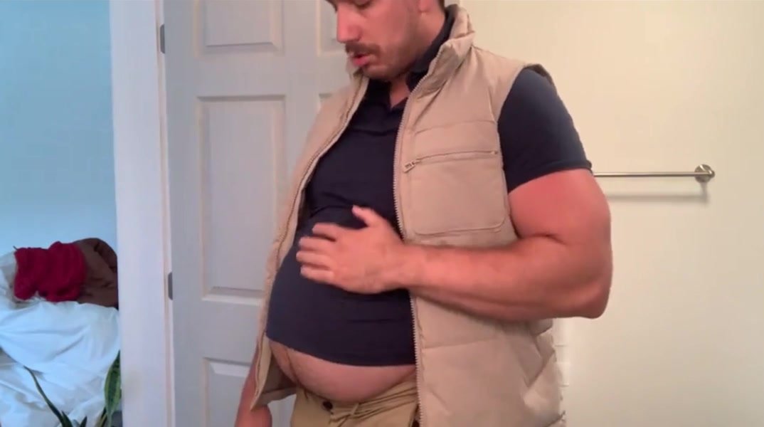 Muscle Chub Cake Stuffing In a Polo Shirt