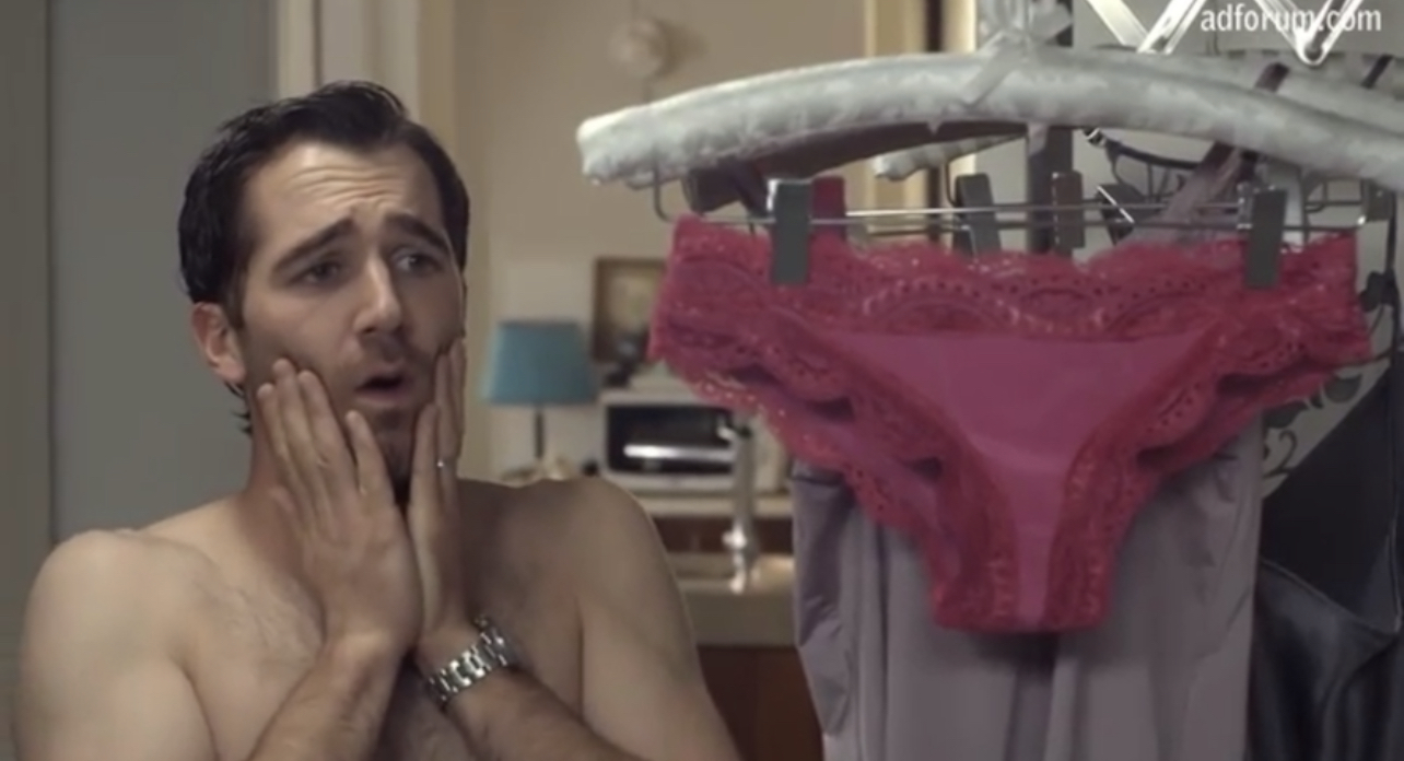 Man shows big bulge in pink panties