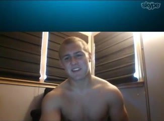 Baited - hot college jock tricked to showing on skype
